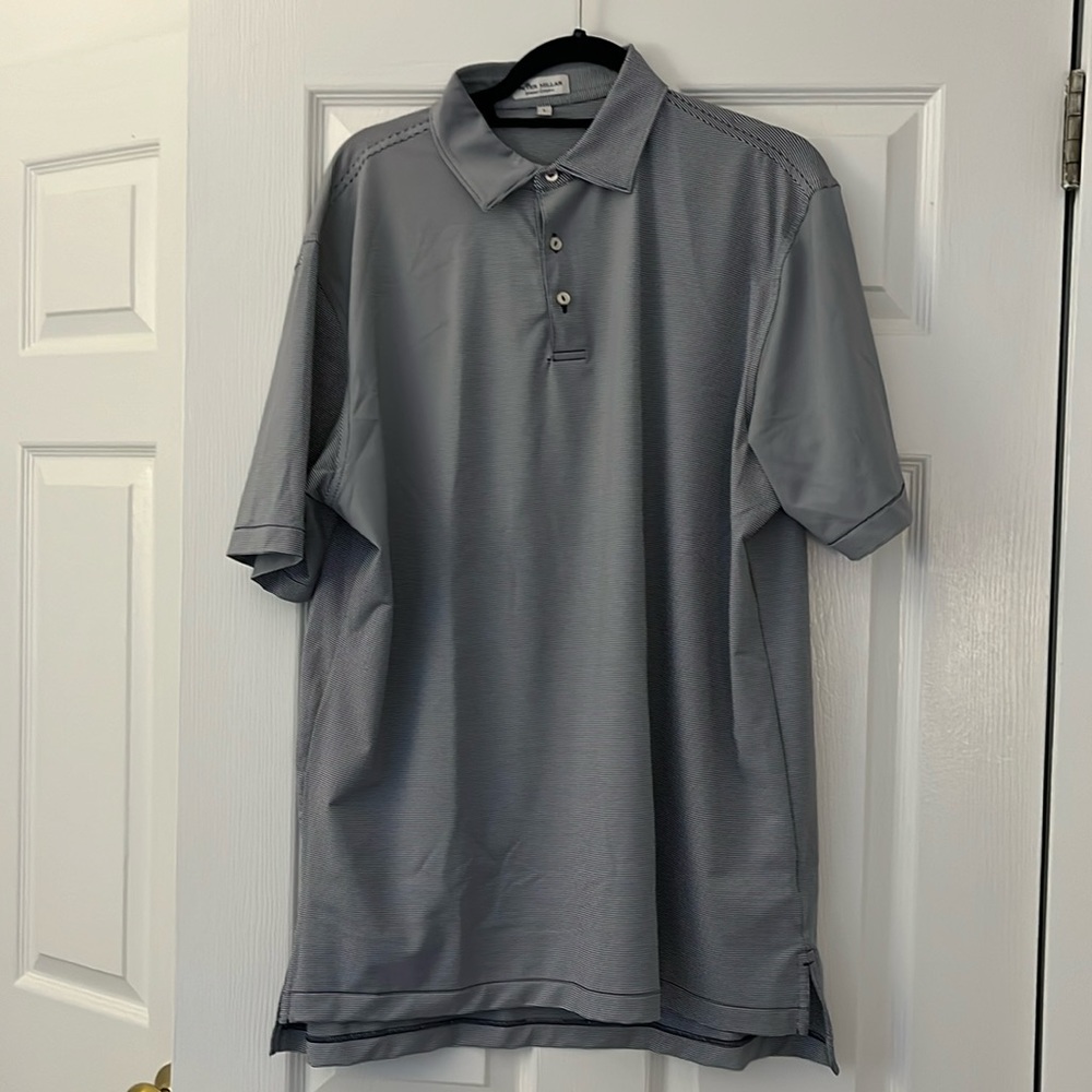 Peter Millar size Large Blue and White striped polo